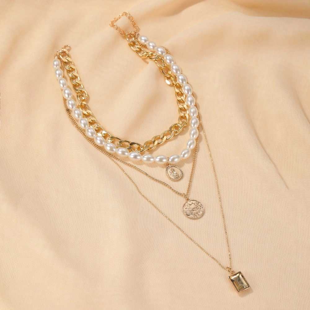 Wholesale Alloy Multi-layer Pearl Necklace