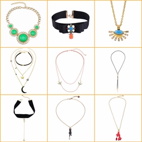 Wholesale Alloy Multilayer Star Moon Necklace