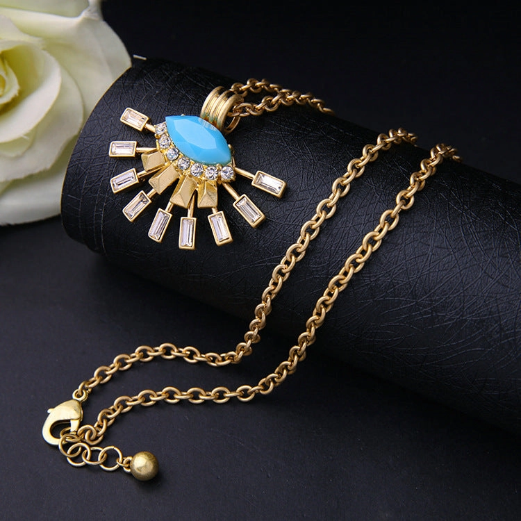 Wholesale Alloy Multilayer Star Moon Necklace