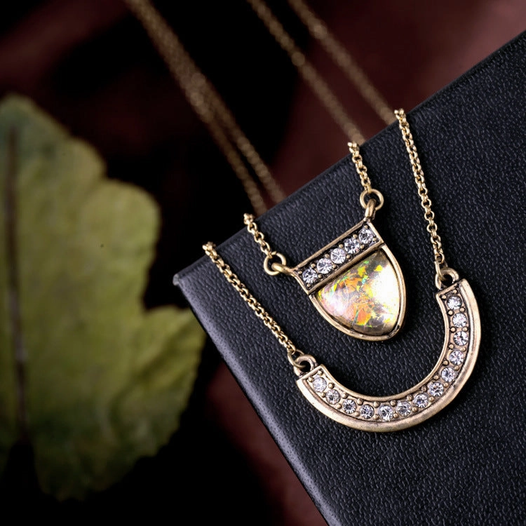 Wholesale Alloy Multilayer Star Moon Necklace