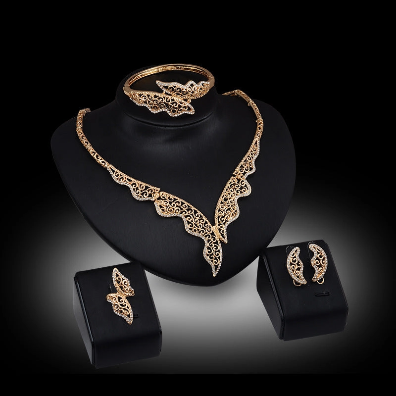 Wholesale Alloy Necklace Earrings Jewelry Set Four Pieces