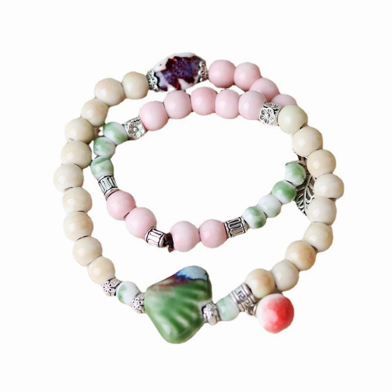 Wholesale Alloy New Chinese Style Double Ring Ceramic Bracelet