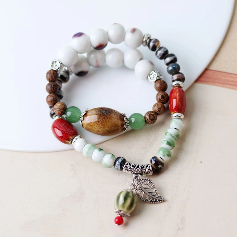 Wholesale Alloy New Chinese Style Double Ring Ceramic Bracelet