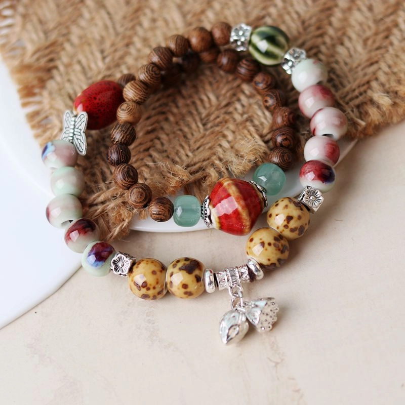 Wholesale Alloy New Chinese Style Double Ring Ceramic Bracelet