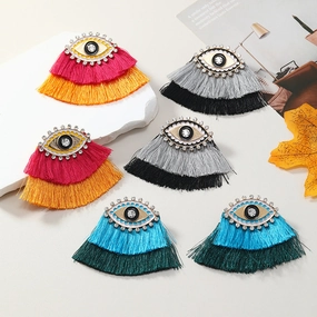 Wholesale Alloy Oil Drop Diamond Bohemian Devil Eye Earrings