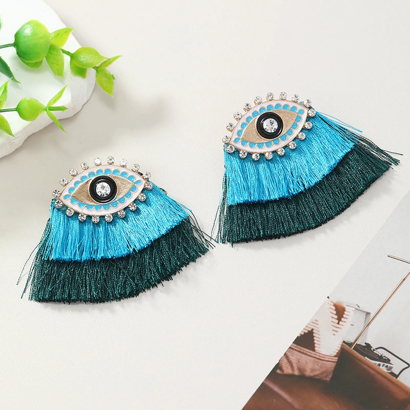 Wholesale Alloy Oil Drop Diamond Bohemian Devil Eye Earrings