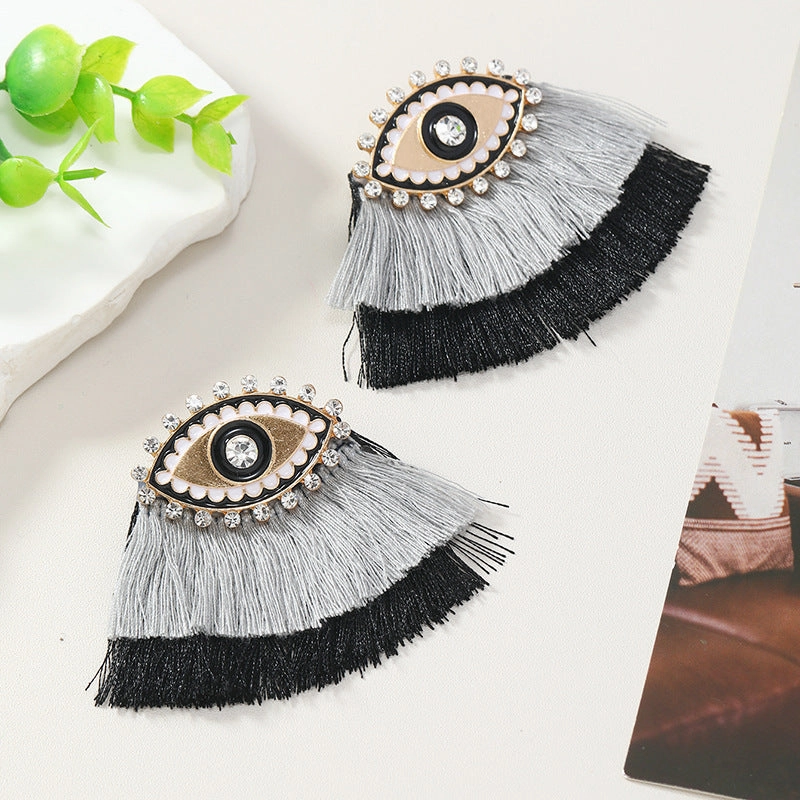 Wholesale Alloy Oil Drop Diamond Bohemian Devil Eye Earrings