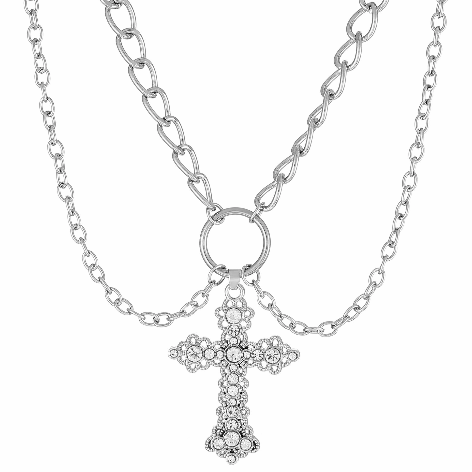 Wholesale Alloy Pearl Cross Pendant Necklace
