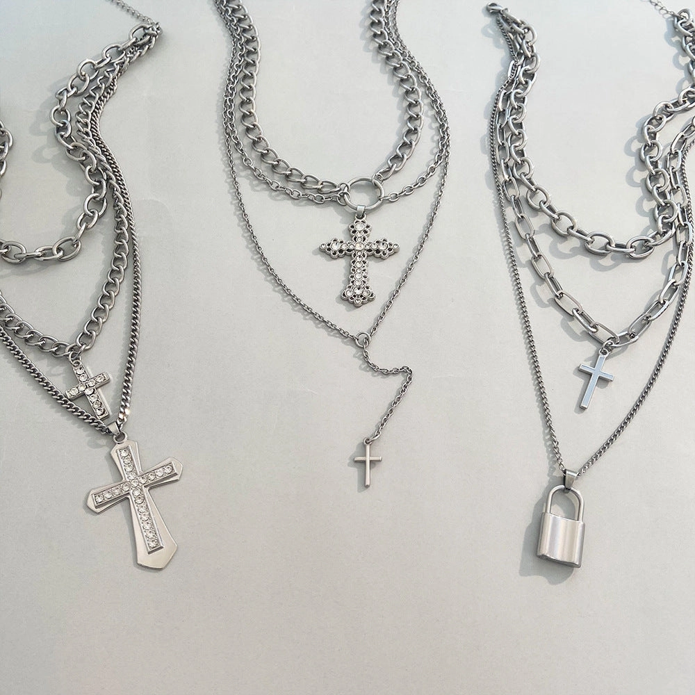Wholesale Alloy Pearl Cross Pendant Necklace