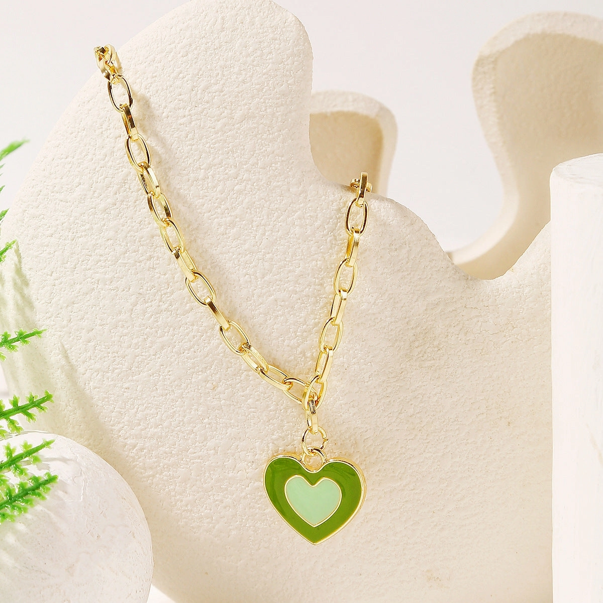 Wholesale Alloy Rainbow Heart Design Necklace
