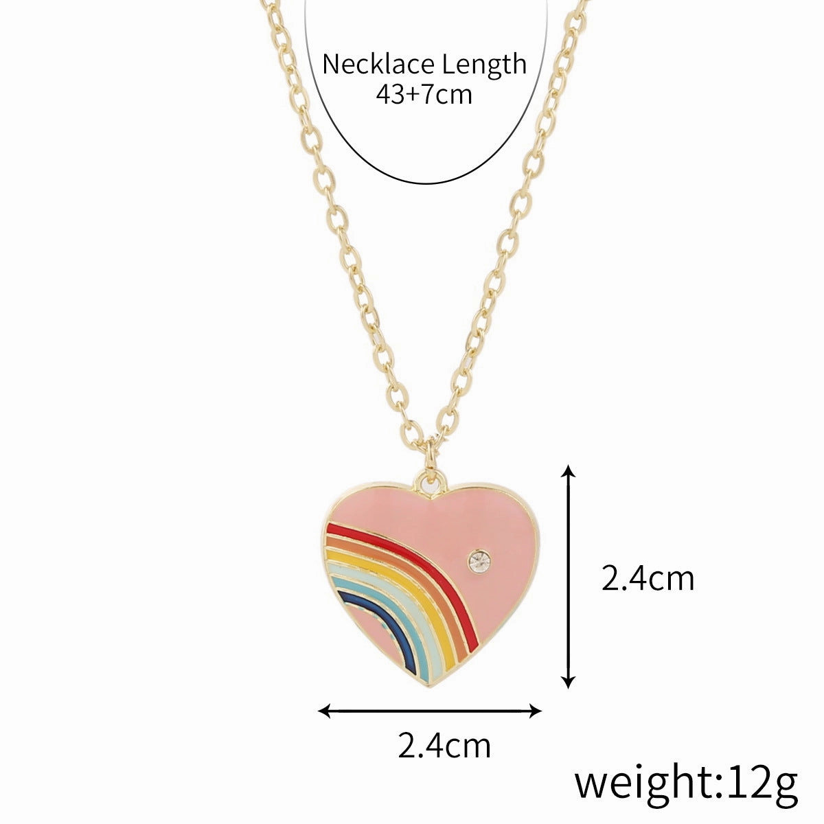 Wholesale Alloy Rainbow Heart Design Necklace