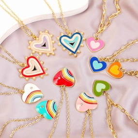 Wholesale Alloy Rainbow Heart Design Necklace
