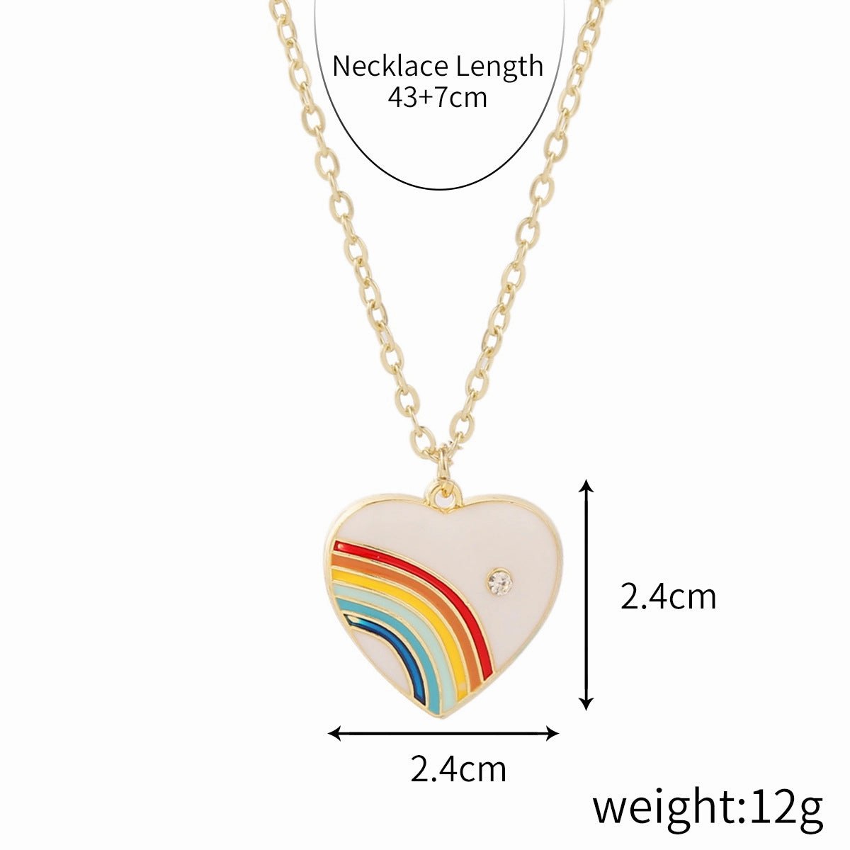Wholesale Alloy Rainbow Heart Design Necklace