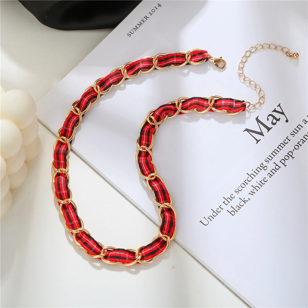 Wholesale Alloy Red Ribbon Necklace