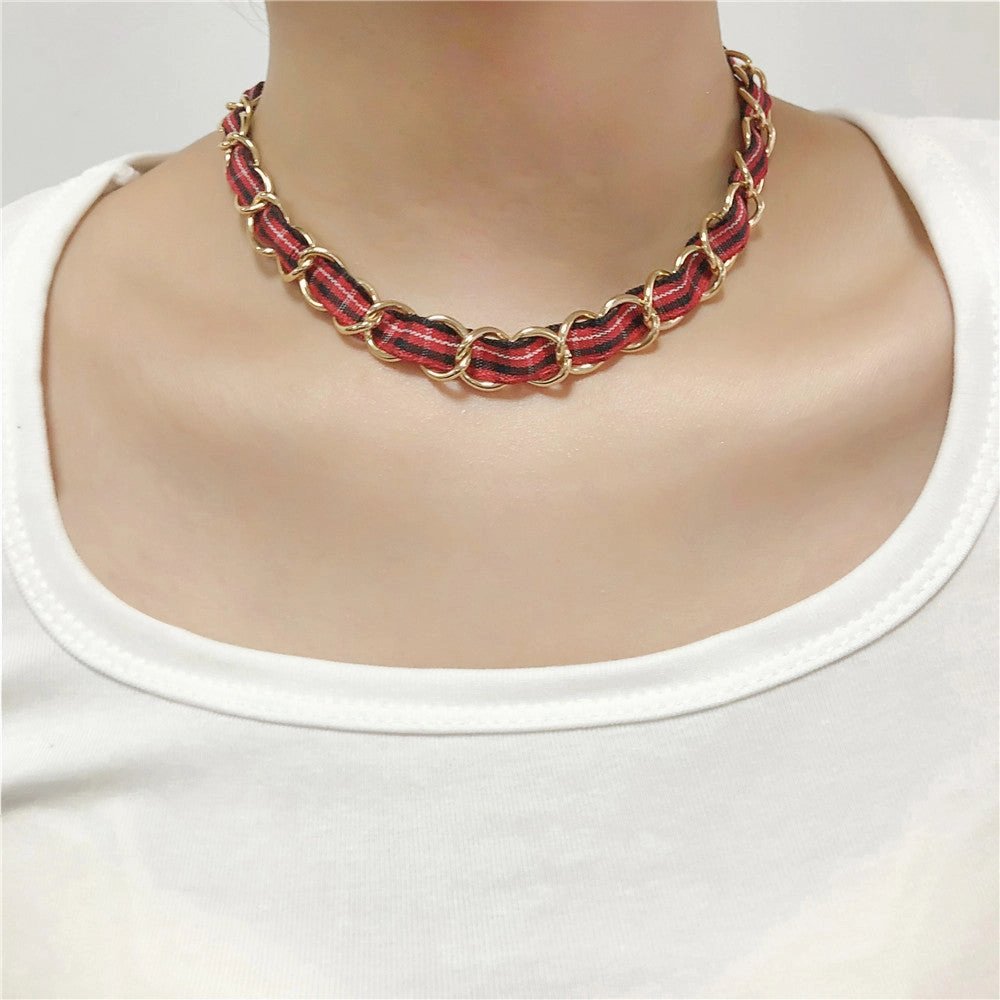 Wholesale Alloy Red Ribbon Necklace