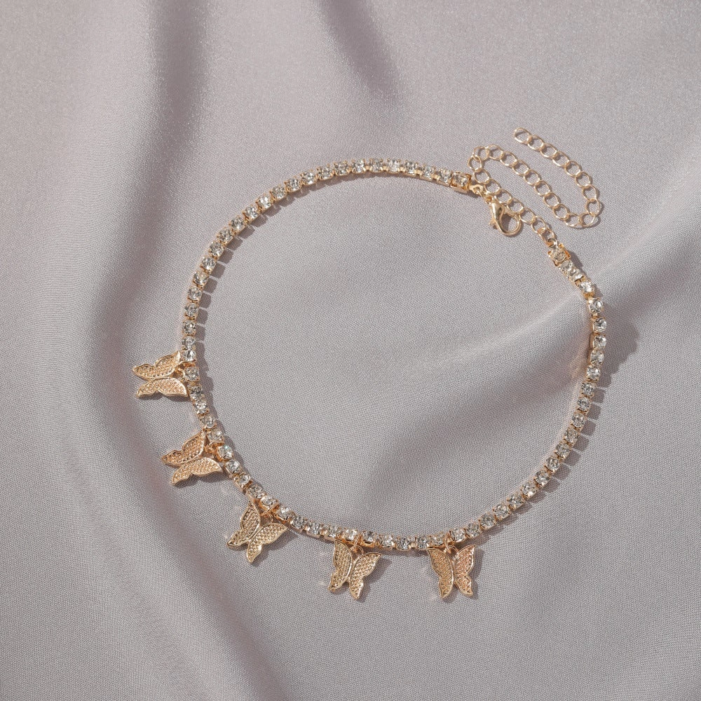 Wholesale Alloy Rhinestone Butterfly Pendant Necklace