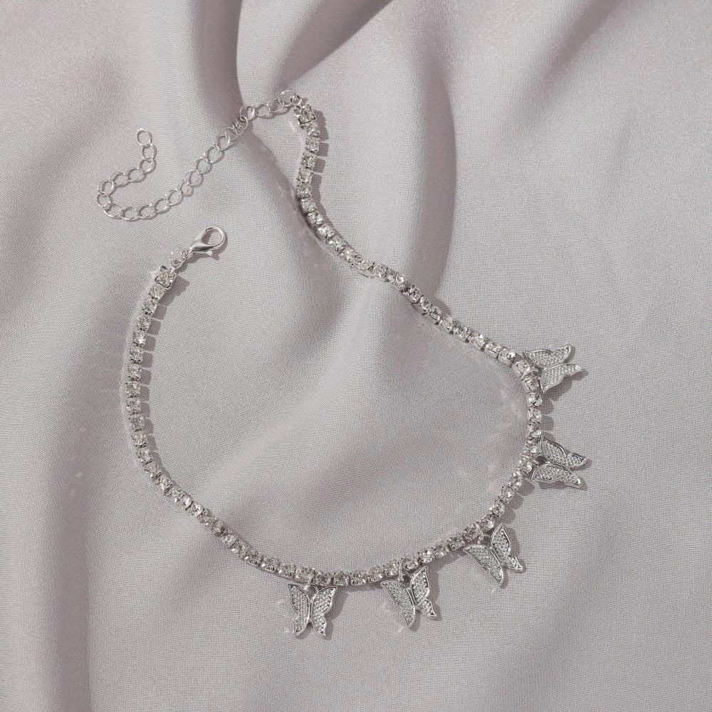 Wholesale Alloy Rhinestone Butterfly Pendant Necklace