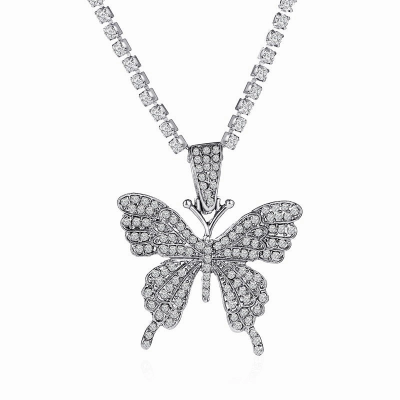 Wholesale Alloy Rhinestone Butterfly Pendant Necklace