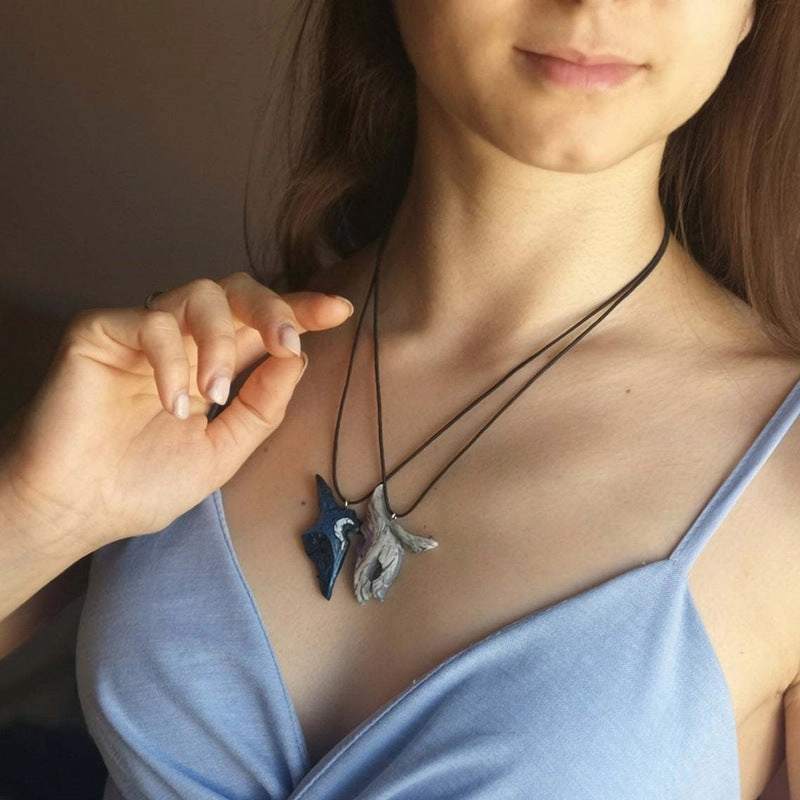 Wholesale Alloy Sheep and Wolf Pendants Creative Couples Necklace
