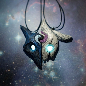 Wholesale Alloy Sheep and Wolf Pendants Creative Couples Necklace
