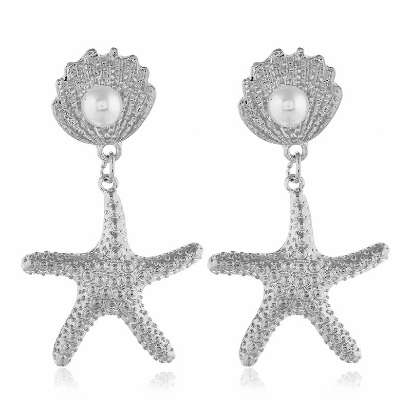 Wholesale Alloy Shell Starfish Earrings