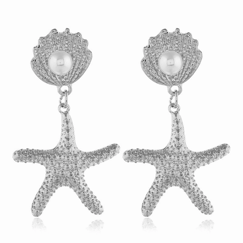 Wholesale Alloy Shell Starfish Earrings