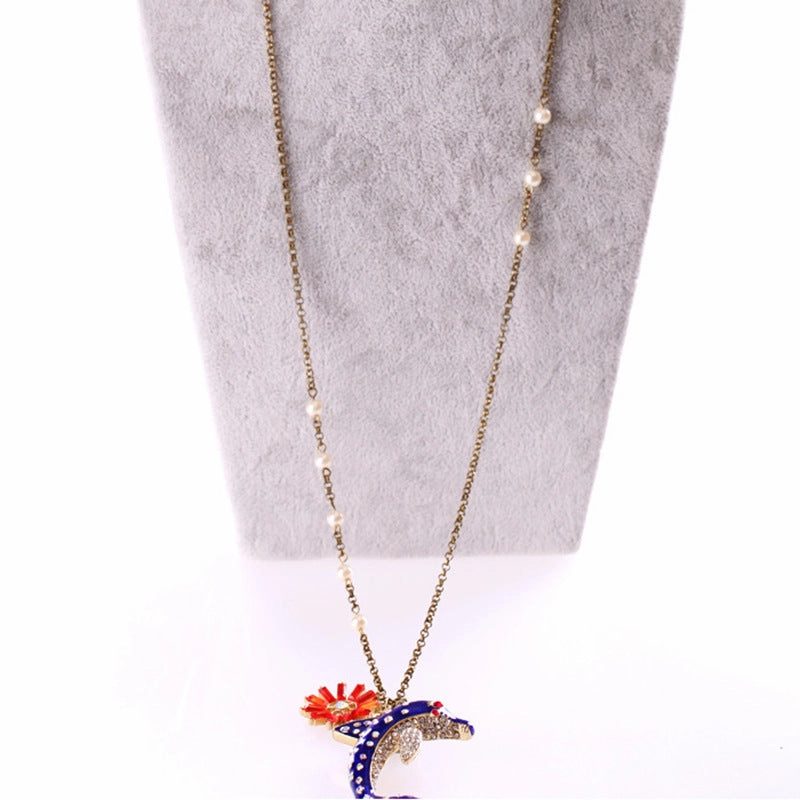 Wholesale Alloy Small Dolphin Pendant Necklace