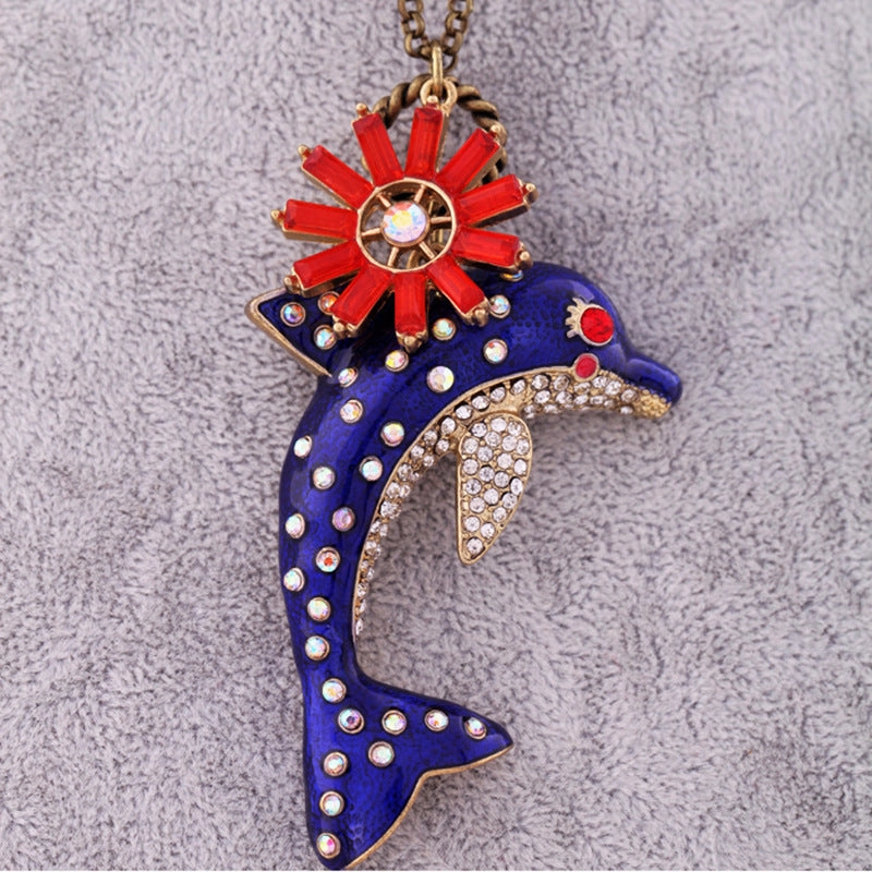 Wholesale Alloy Small Dolphin Pendant Necklace