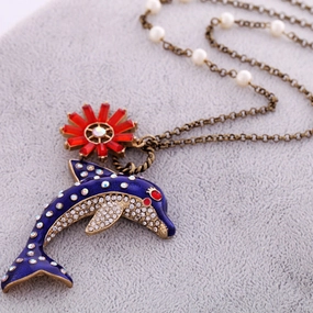 Wholesale Alloy Small Dolphin Pendant Necklace