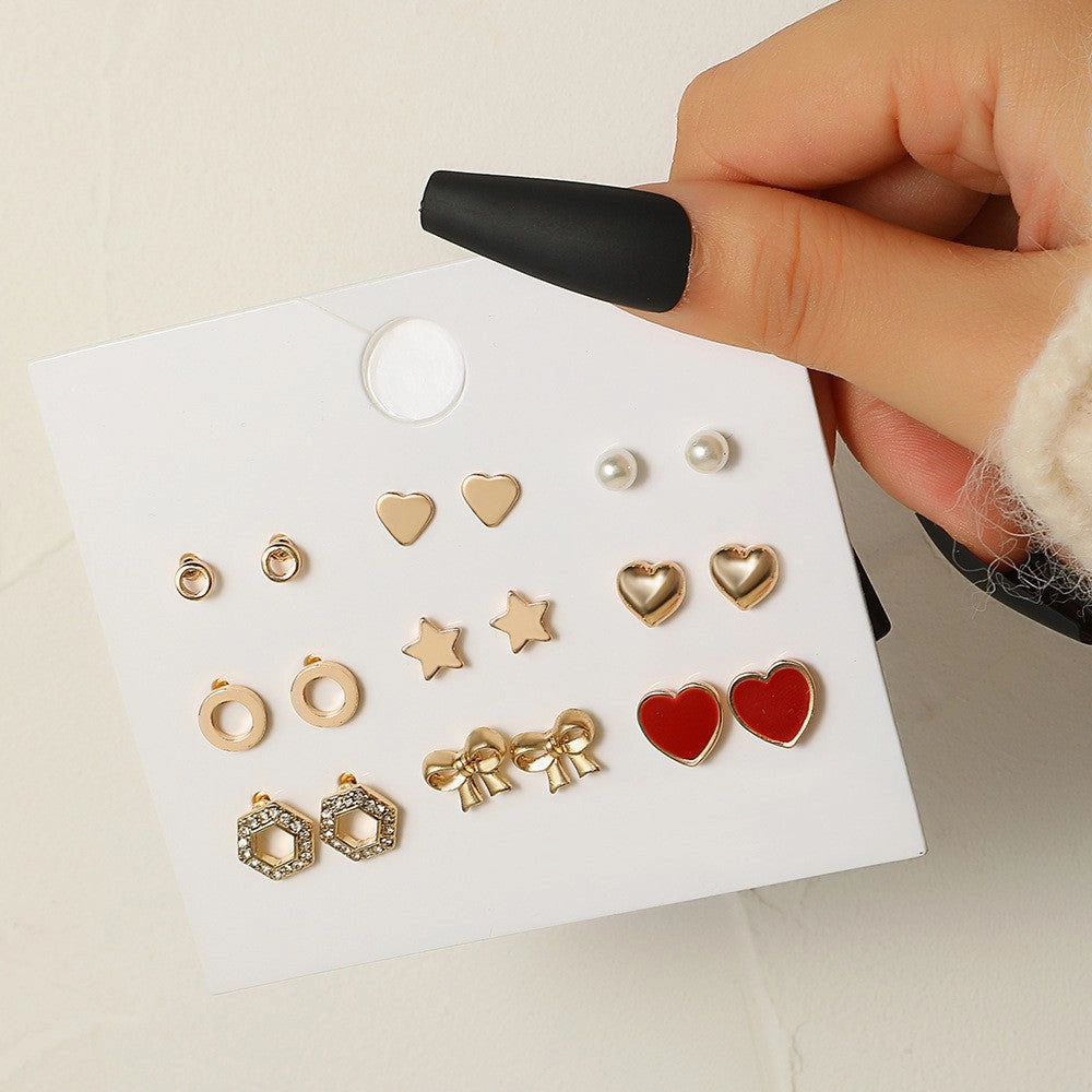 Wholesale Alloy Small Stud Earrings Multiple Pairs For One Week Earrings