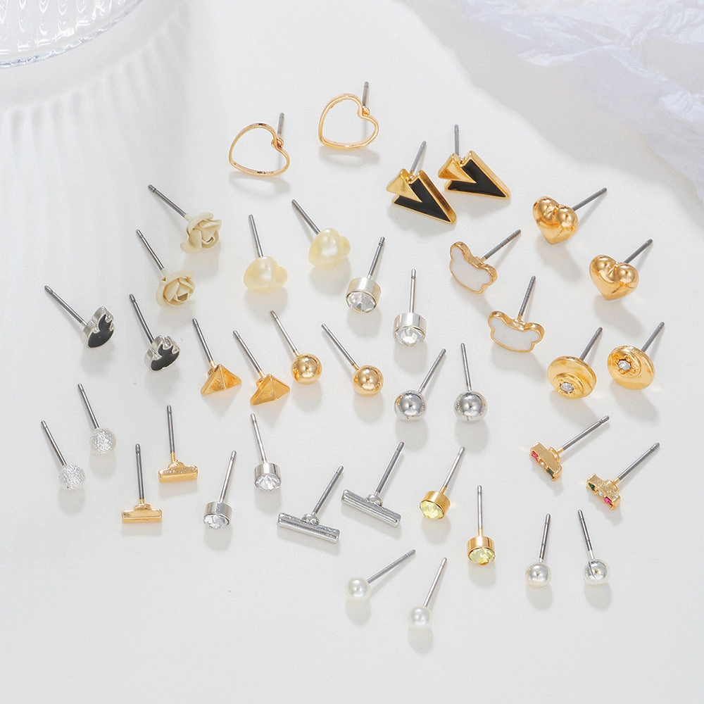 Wholesale Alloy Small Stud Earrings Multiple Pairs For One Week Earrings