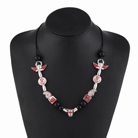 Wholesale Alloy Smiley Skull Angel Black Pearl Necklace