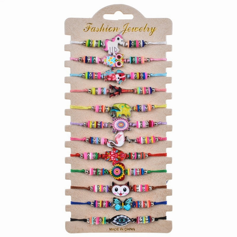 Wholesale Alloy Soft Pottery Animal Woven Bracelet