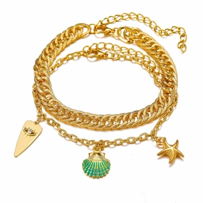 Wholesale Alloy Starfish Shell Pendant Bracelet