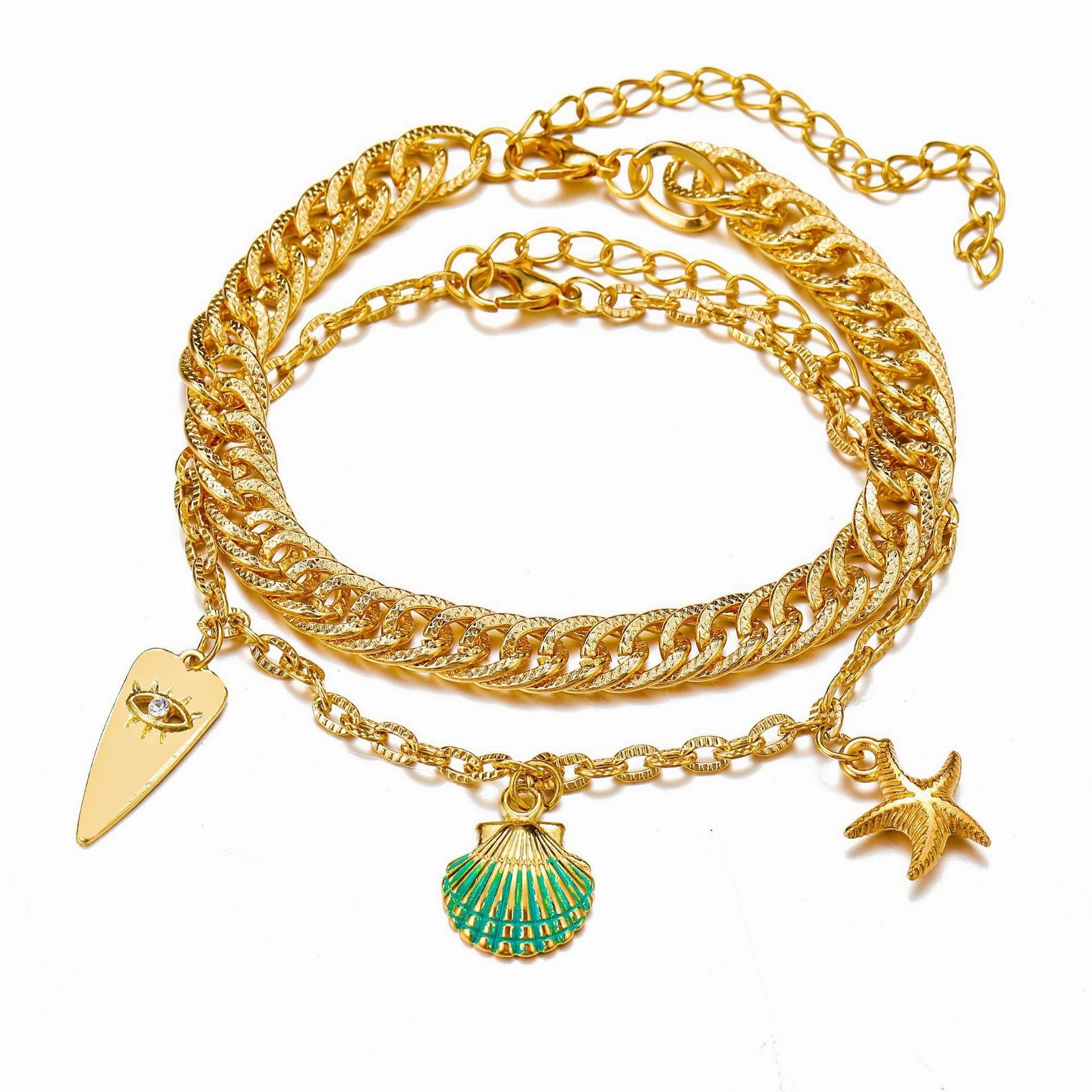 Wholesale Alloy Starfish Shell Pendant Bracelet