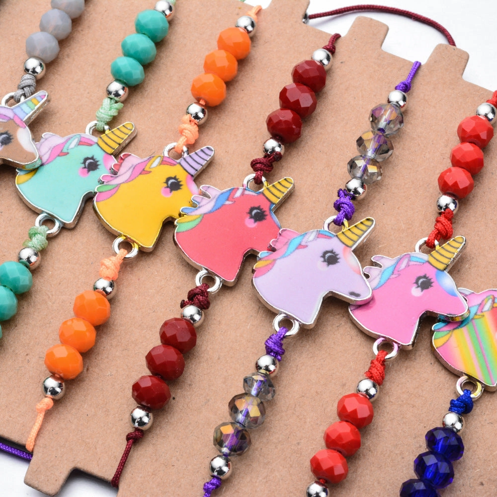 Wholesale Alloy String of Colorful Crystal Beads Hand Woven Bracelet