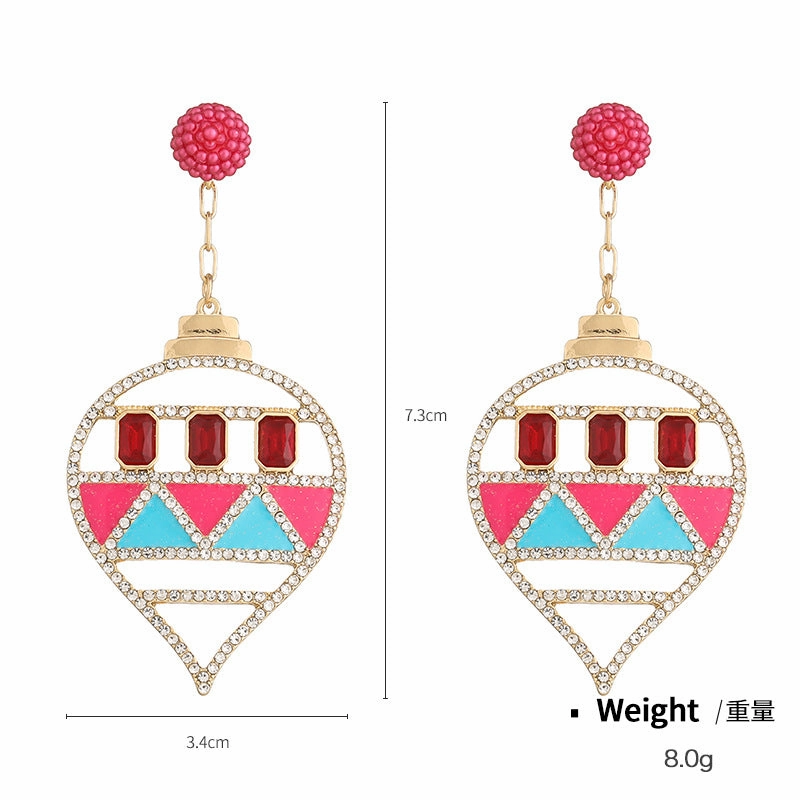 Wholesale Alloy Studded Diamond Exaggerated Christmas Tree Earrings