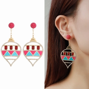 Wholesale Alloy Studded Diamond Exaggerated Christmas Tree Earrings