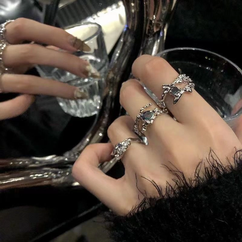 Wholesale Alloy Three Piece Set of Gemstone Rings