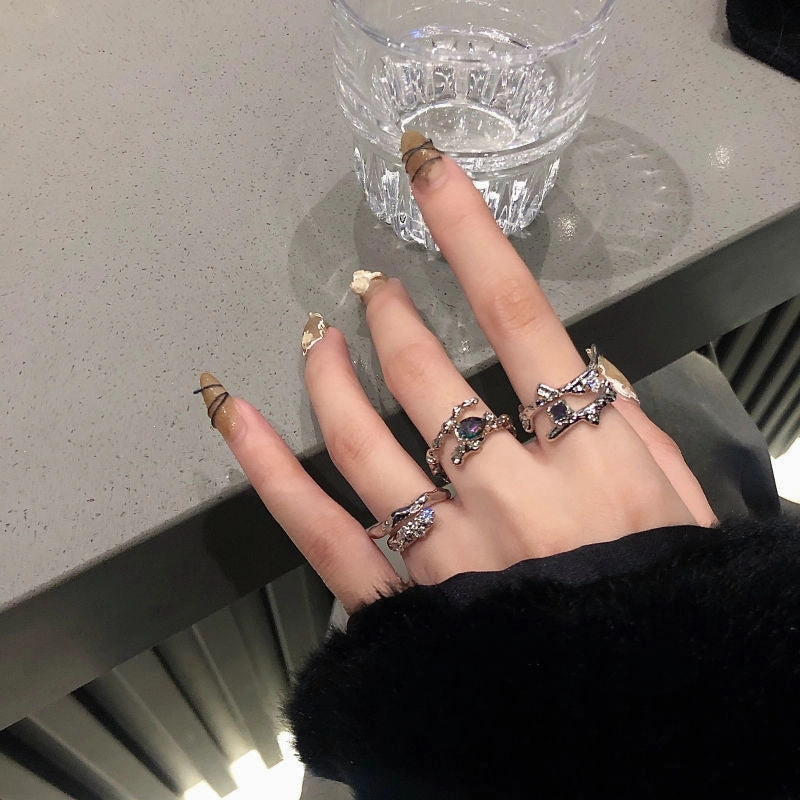 Wholesale Alloy Three Piece Set of Gemstone Rings