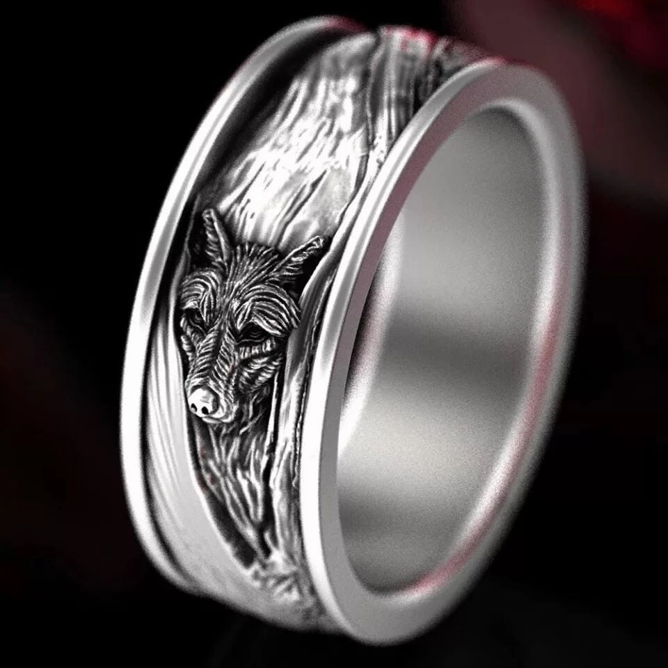 Wholesale Alloy Vintage Wolf Head Men's Ring