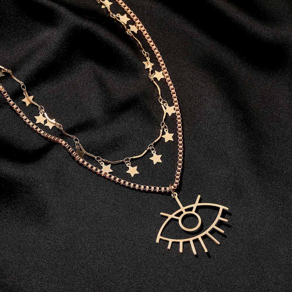 Wholesale Alloy Zhang Double Layer Devil Eye Necklace