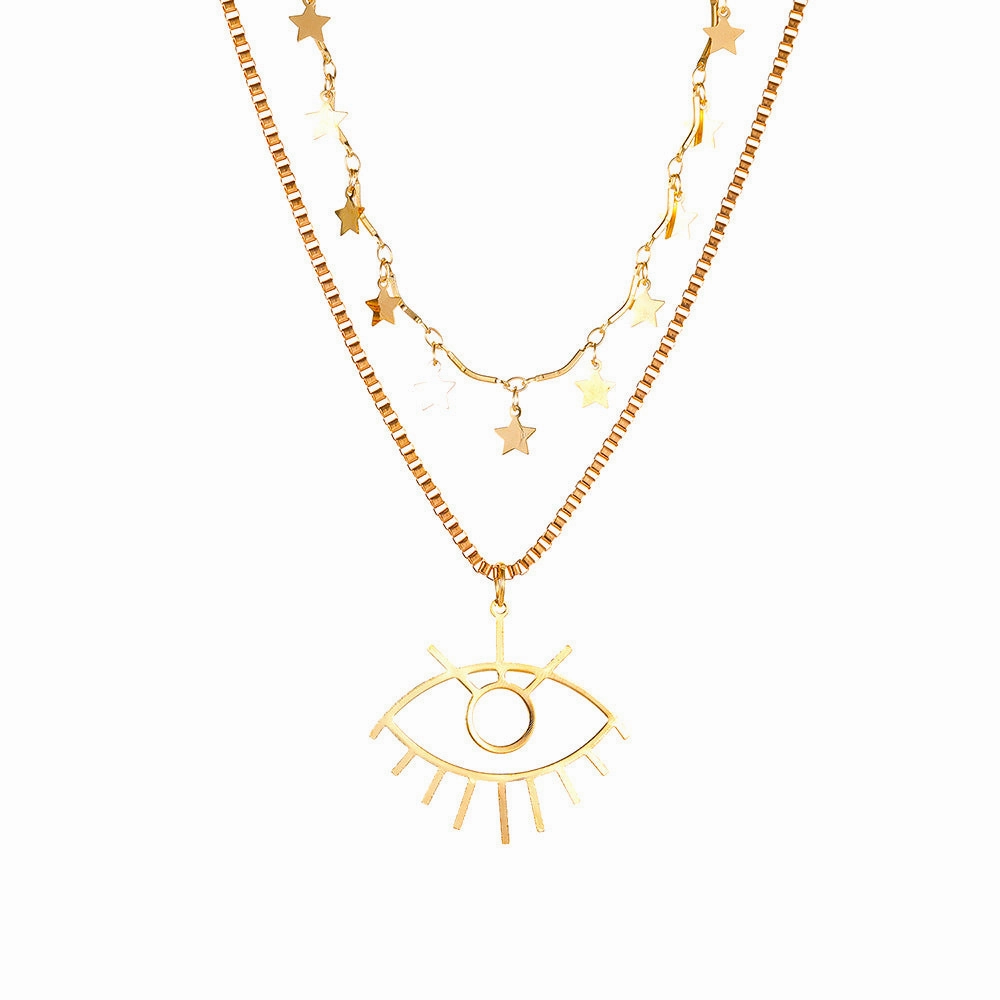 Wholesale Alloy Zhang Double Layer Devil Eye Necklace
