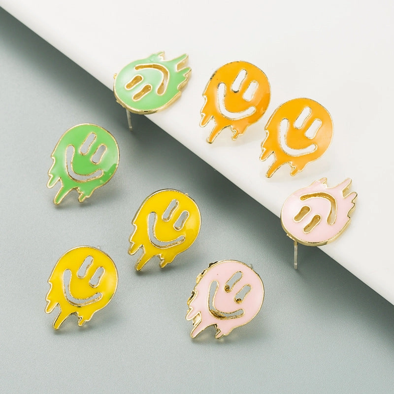 Wholesale Alloys Drops Oil Smiley Earrings