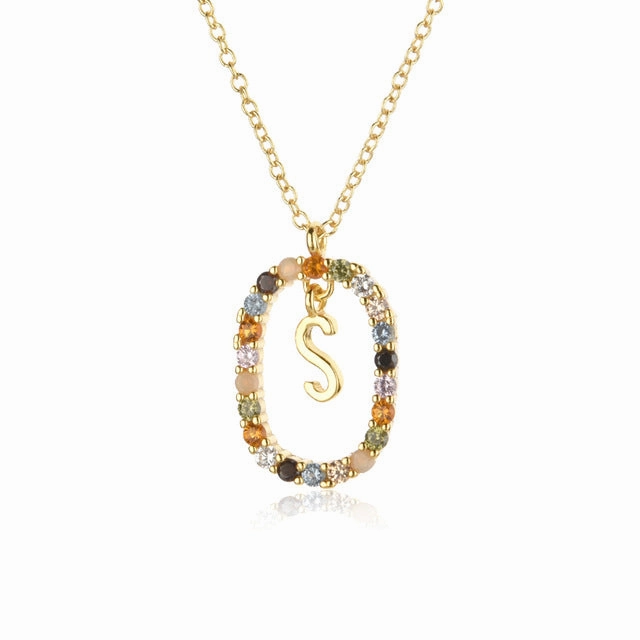 Wholesale Alphabet Gemstone Crystal Copper Necklaces