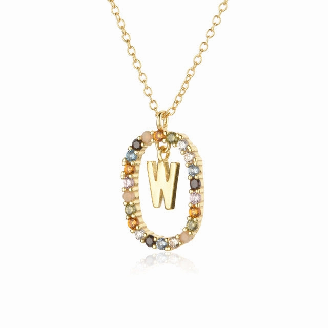 Wholesale Alphabet Gemstone Crystal Copper Necklaces