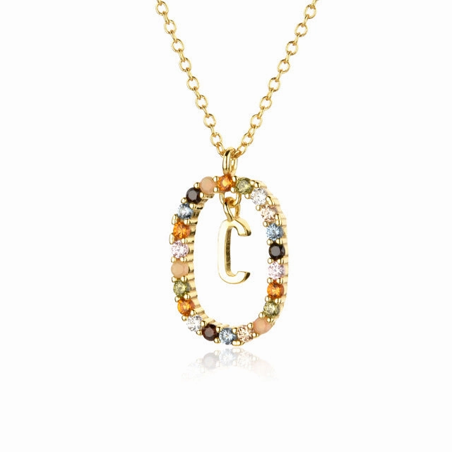 Wholesale Alphabet Gemstone Crystal Copper Necklaces