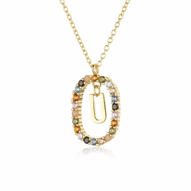 Wholesale Alphabet Gemstone Crystal Copper Necklaces