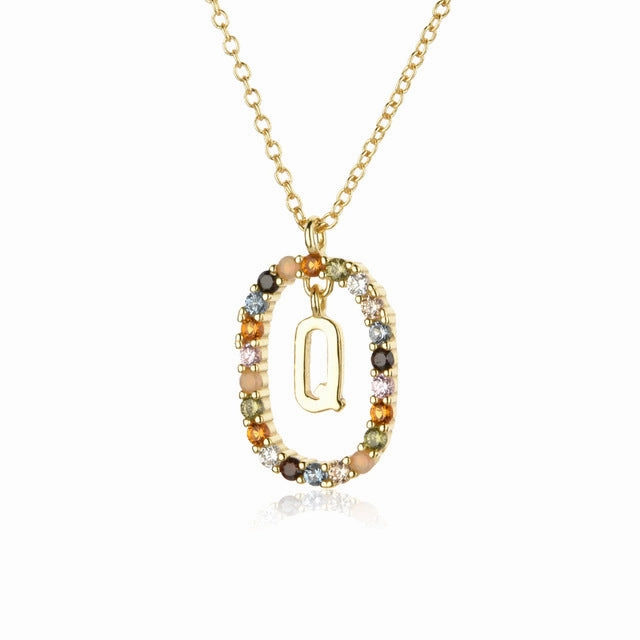 Wholesale Alphabet Gemstone Crystal Copper Necklaces