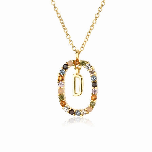 Wholesale Alphabet Gemstone Crystal Copper Necklaces